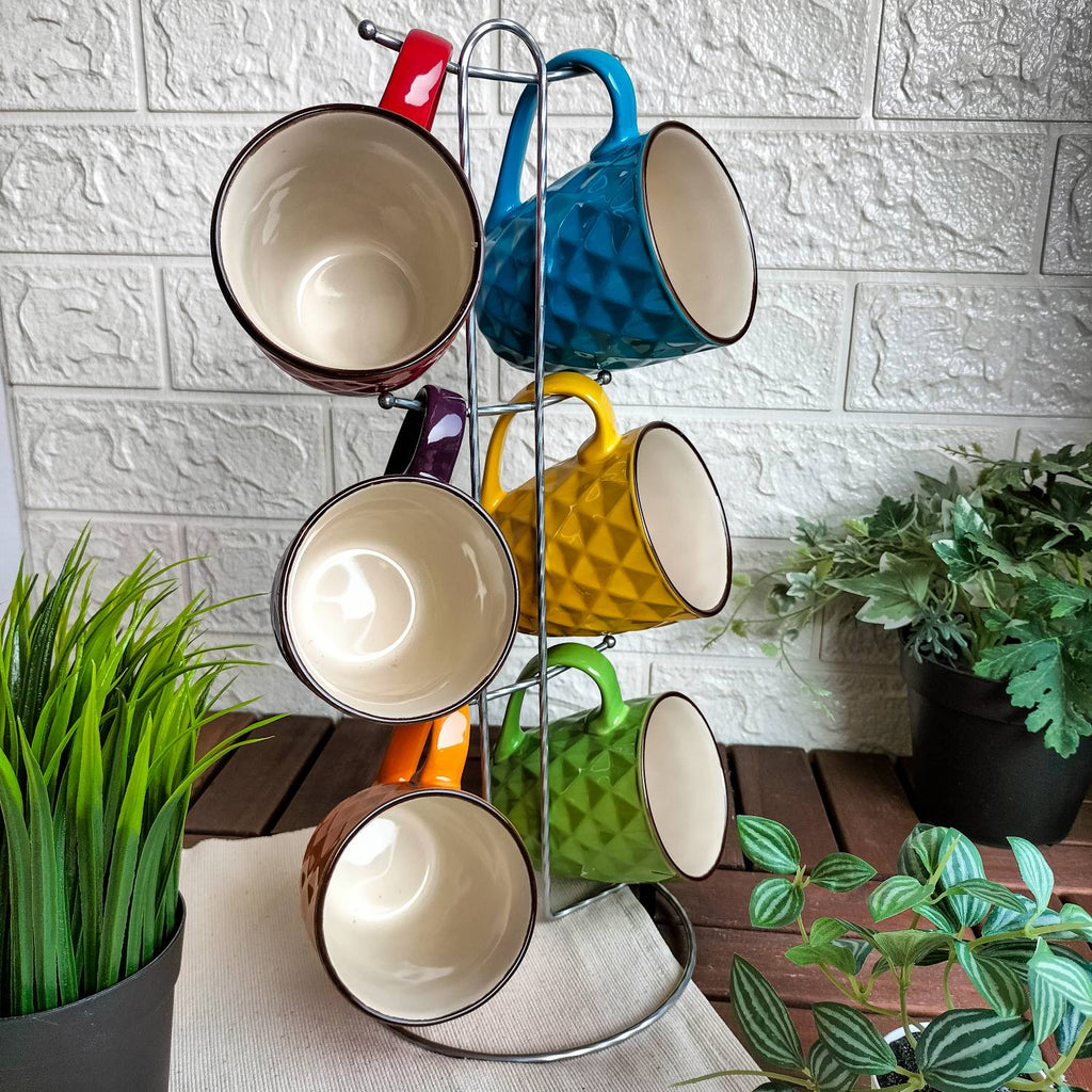 7-Piece Mug Set with Stand - 320 ml