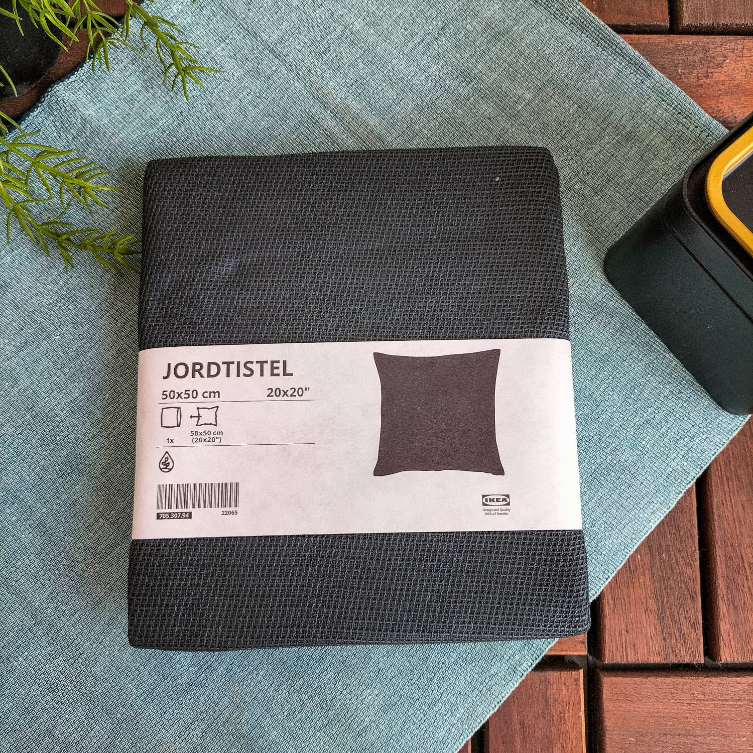 JORDTISTEL Cushion cover, black-blue