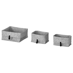 RAGGISAR Basket, set of 3, grey