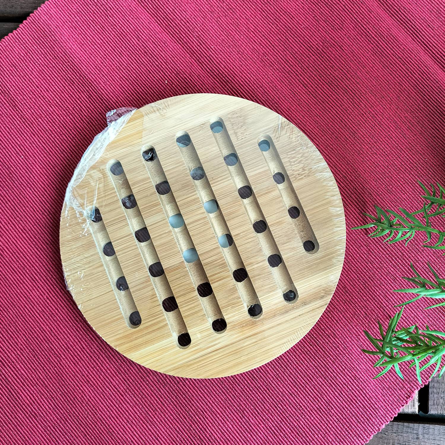 Round Bamboo Trivet pot heat
