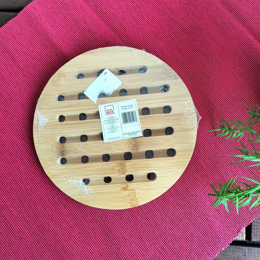 Round Bamboo Trivet pot heat