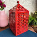 AROMATISK Lantern for tealight, red, 31 cm