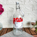 VINTERFINT Bottle with stopper, glass/heart pattern red,