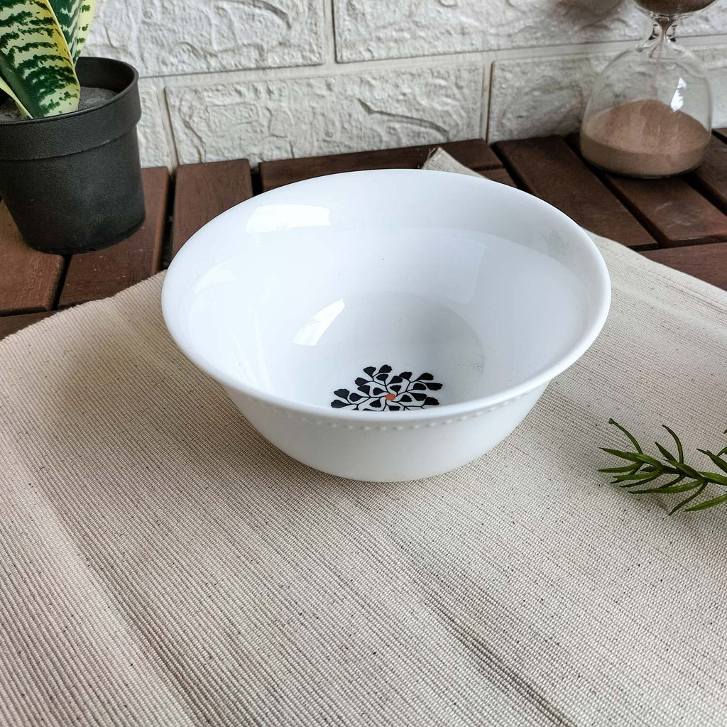 SANNING Serving Bowl, white, patterned, 15 cm