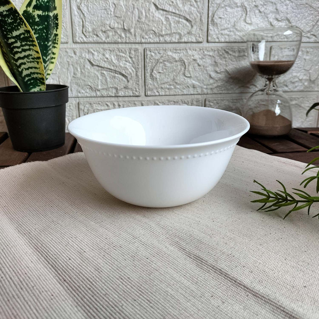 SANNING Serving Bowl, white, patterned, 15 cm