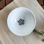 SANNING Serving Bowl, white, patterned, 15 cm