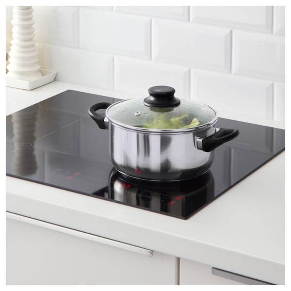 ANNONS Pot with lid, glass, stainless steel2.8 l