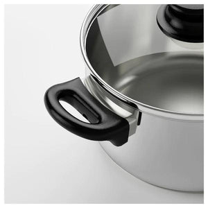 ANNONS Pot with lid, glass, stainless steel2.8 l