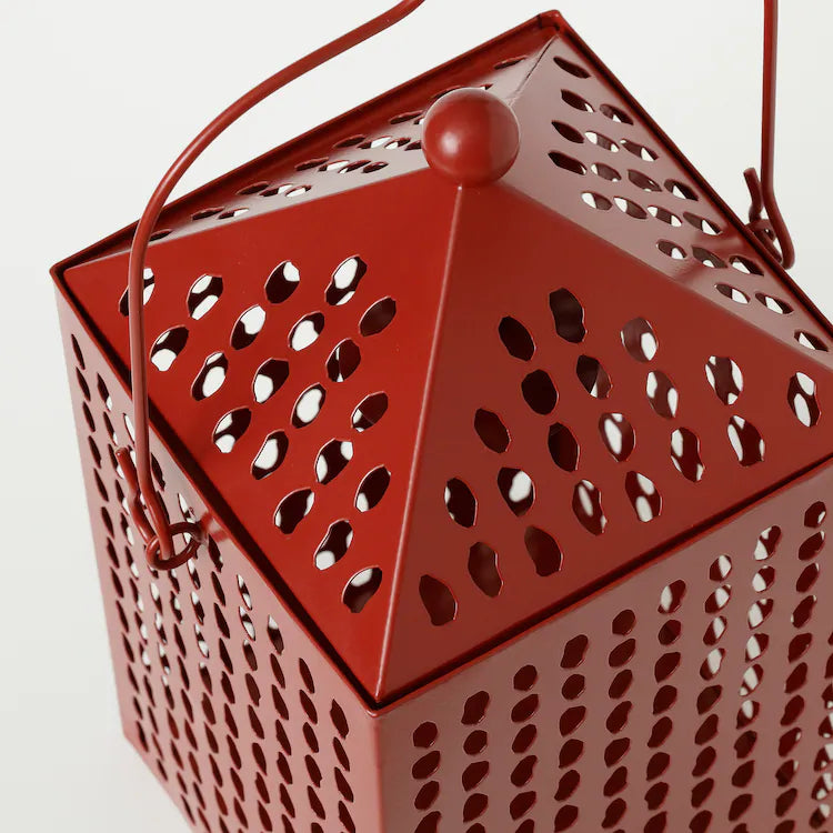 AROMATISK Lantern for tealight, red, 31 cm
