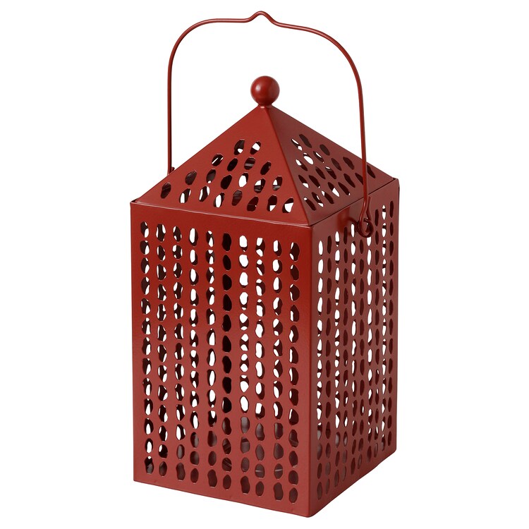 AROMATISK Lantern for tealight, red, 31 cm