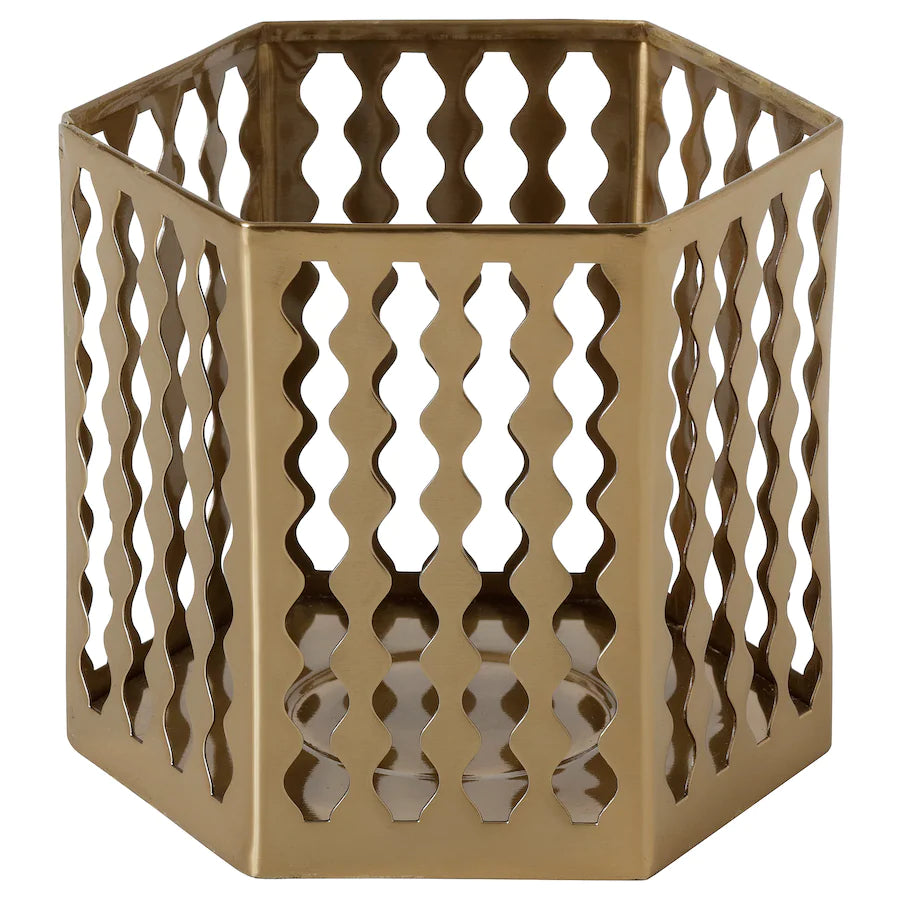 AROMATISK Tealight holder, gold-colour, 9 cm