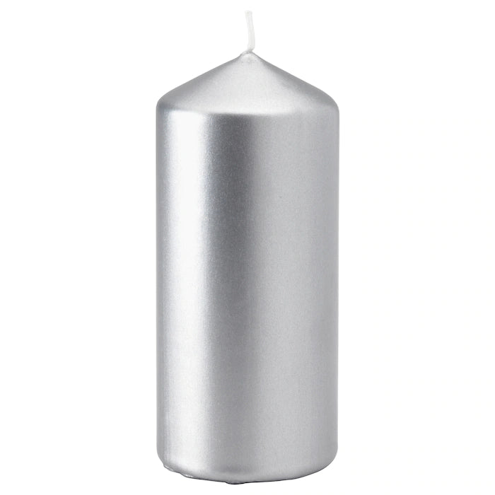 FENOMENUnscented block candle, silver-colour 15 cm
