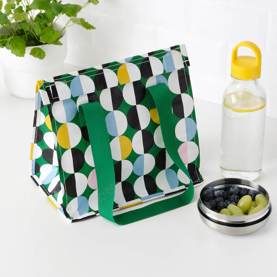 FLADDRIG Lunch bag, patterned gray, 9 ¾x6 ¼x10 ¾ - IKEA