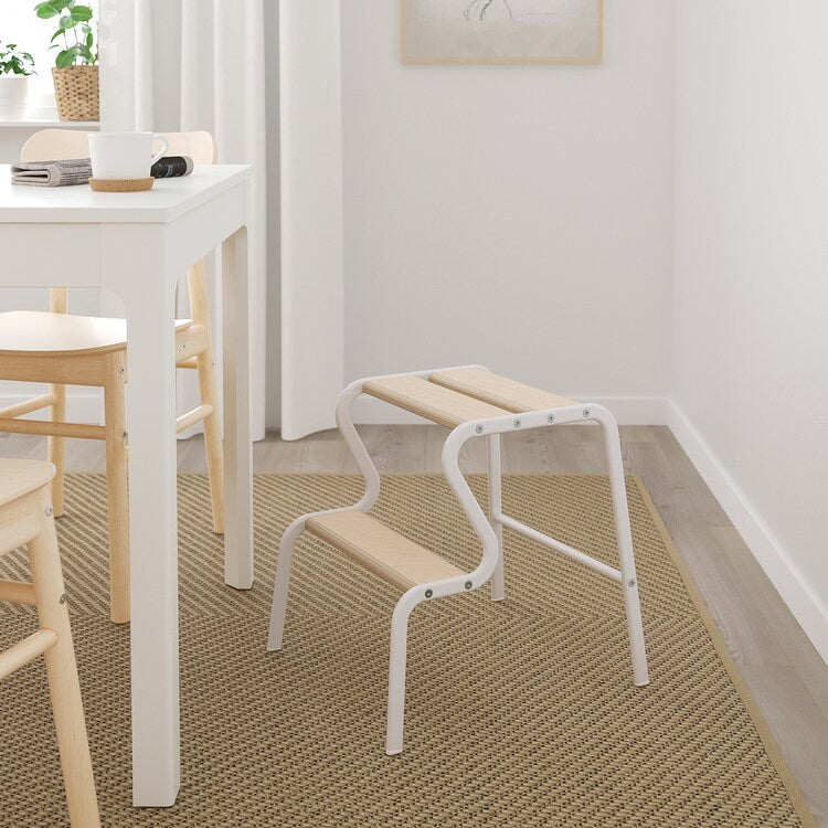 GRUBBAN Step stool, white/birch
