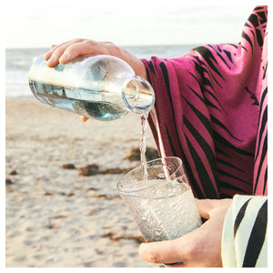 KÅSEBERGA Carafe, clear glass/blue