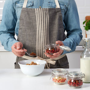 KORKEN Jar with lid, patterned/bright red, 13 cl