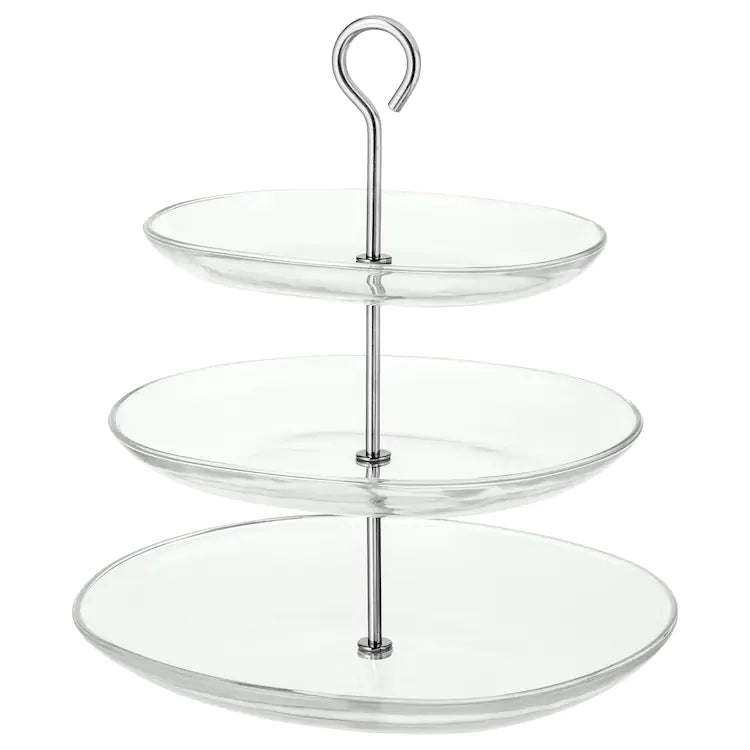 KVITTERA

Serving stand, three tiers, clear glass/stainless steel