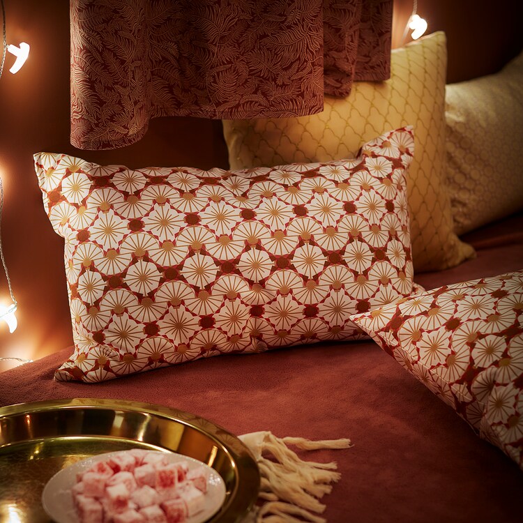 LJUVARE

Cushion cover, floral patterned orange/beige