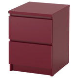 MALMChest of 2 drawers, dark red