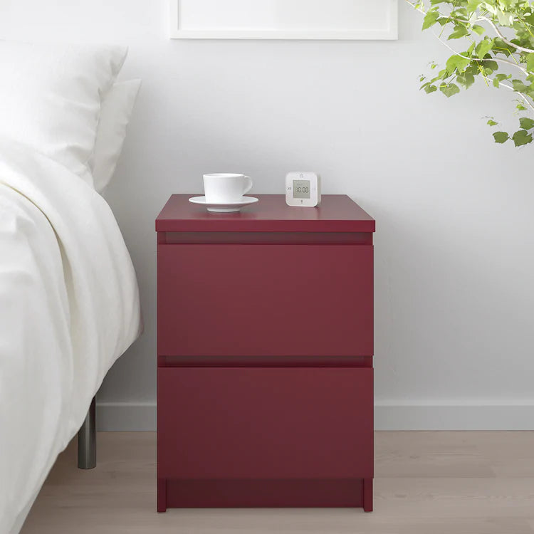 MALMChest of 2 drawers, dark red