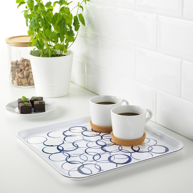 MEDLEM

Tray, white/blue