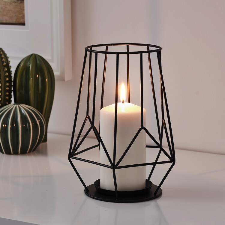 PÄRLBAND

Block candle holder, black 21 cm