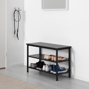 PINNIG Bench with shoe storage, black