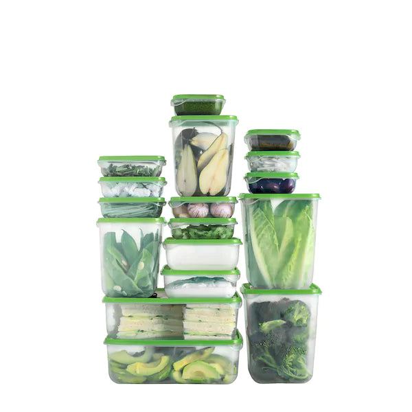 PRUTAFood container, set of 17, transparent, green