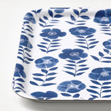 ROSENHÄTTA Tray, flower patterned/blue