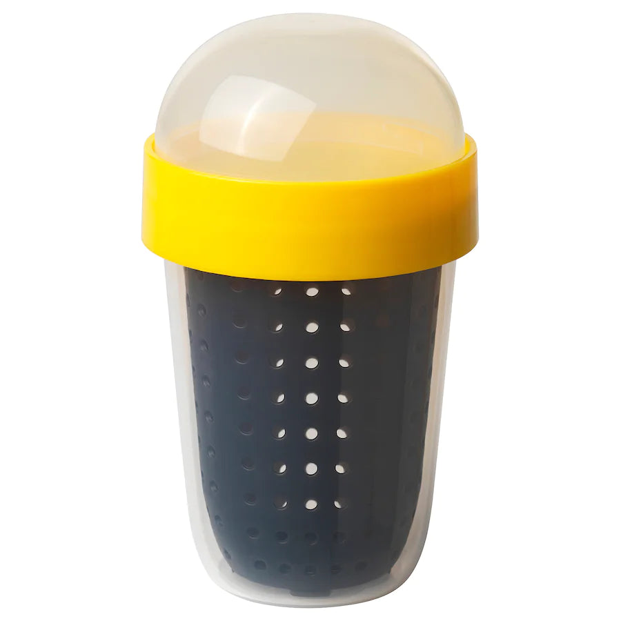 SPLITTERNY Snack container, grey/yellow