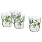 STILENLIG

Glass, clear glass leaf patterned/green 30 cl