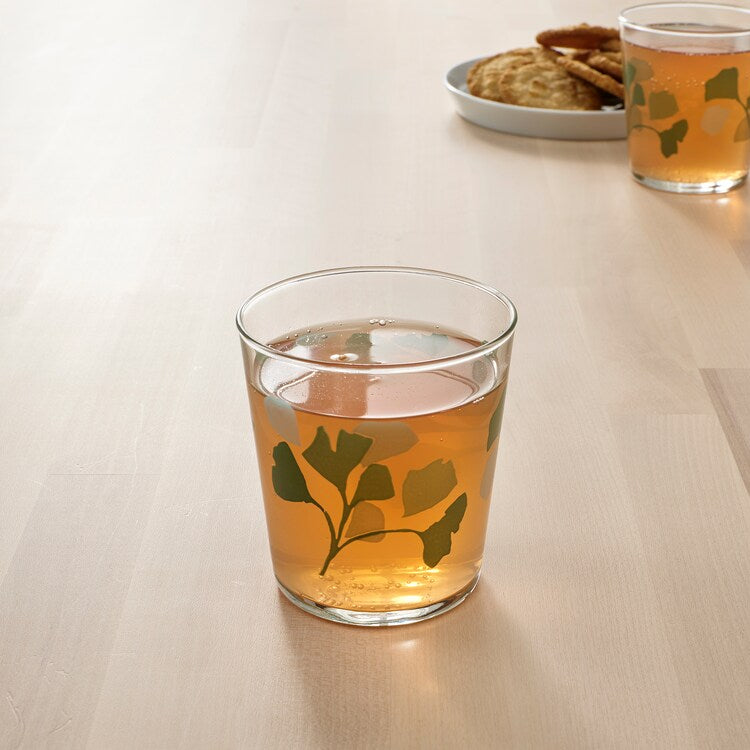 STILENLIG

Glass, clear glass leaf patterned/green 30 cl