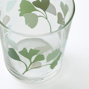 STILENLIGGlass, clear glass leaf patterned/green 30 cl