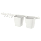 SUNNERSTA

Rail with 4 hooks and 2 containers, white