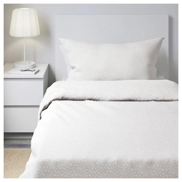 Printed Quilt Cover And Pillowcase Set Cotton Grey 150x200centimeter