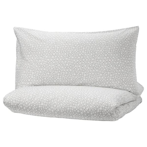 Printed Quilt Cover And Pillowcase Set Cotton Grey 150x200centimeter