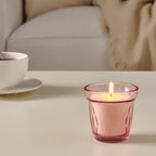 VÄLDOFT

Scented candle in glass, wild strawberry/dark pink8 cm