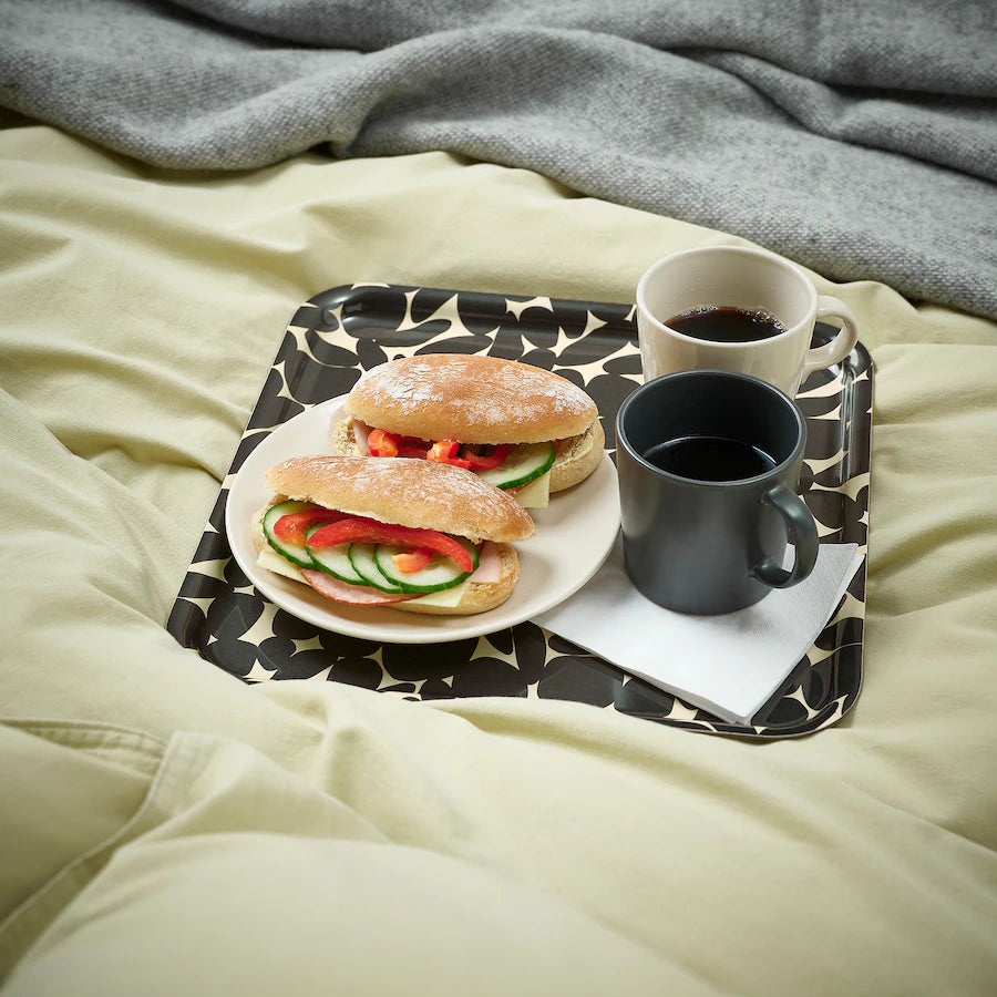 VÅRSIKLÖJA Tray, patterned off-white/black