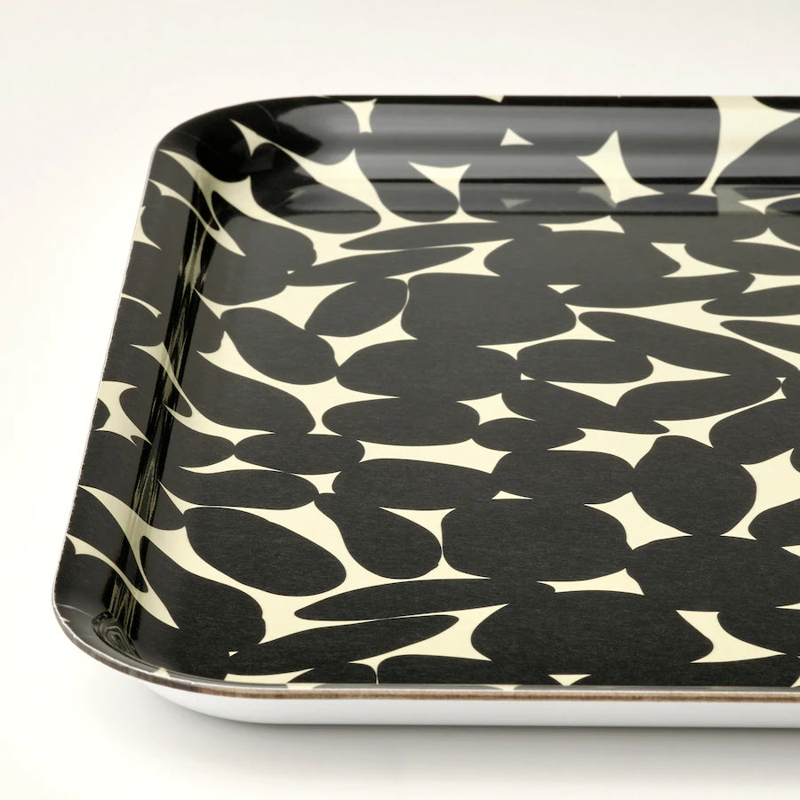 VÅRSIKLÖJA Tray, patterned off-white/black