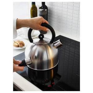 VATTENTÄTKettle, stainless steel/black 2 L