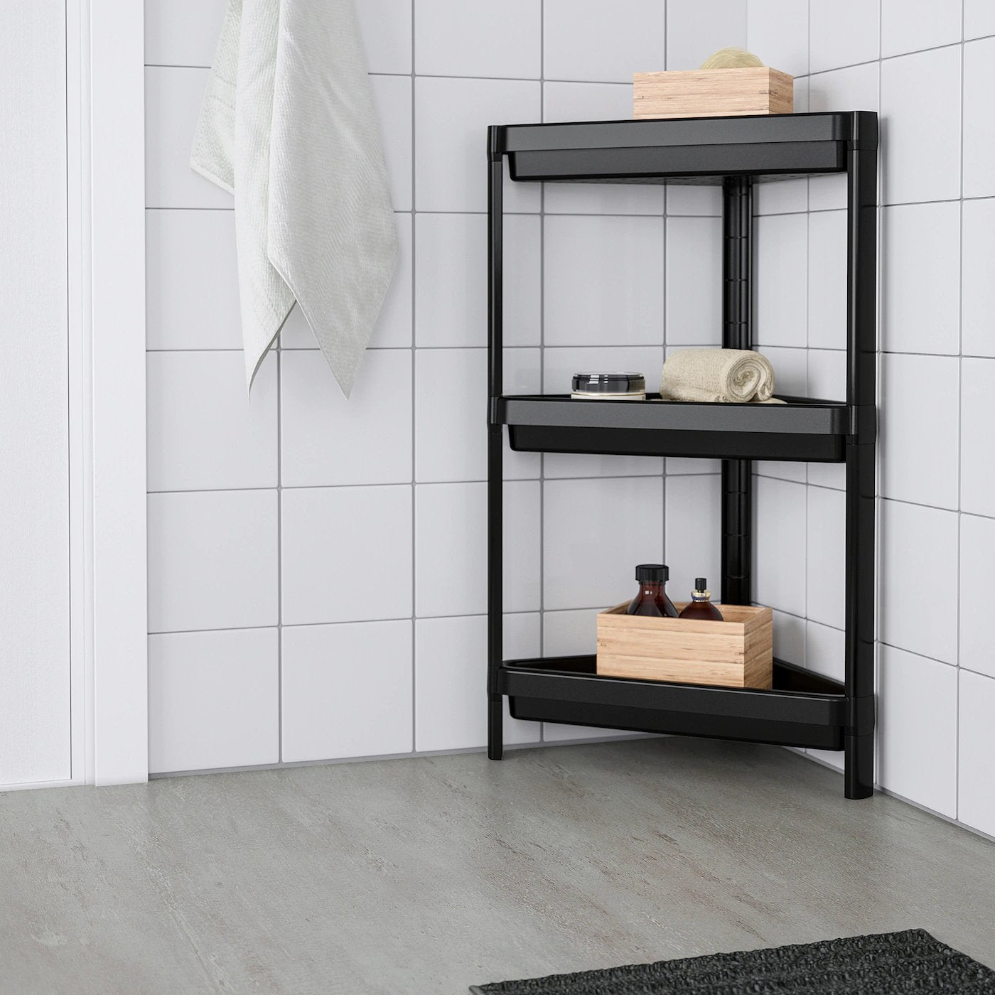 VESKEN Corner shelf 3 unit