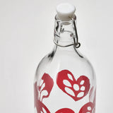 VINTERFINT Bottle with stopper, glass/heart pattern red,